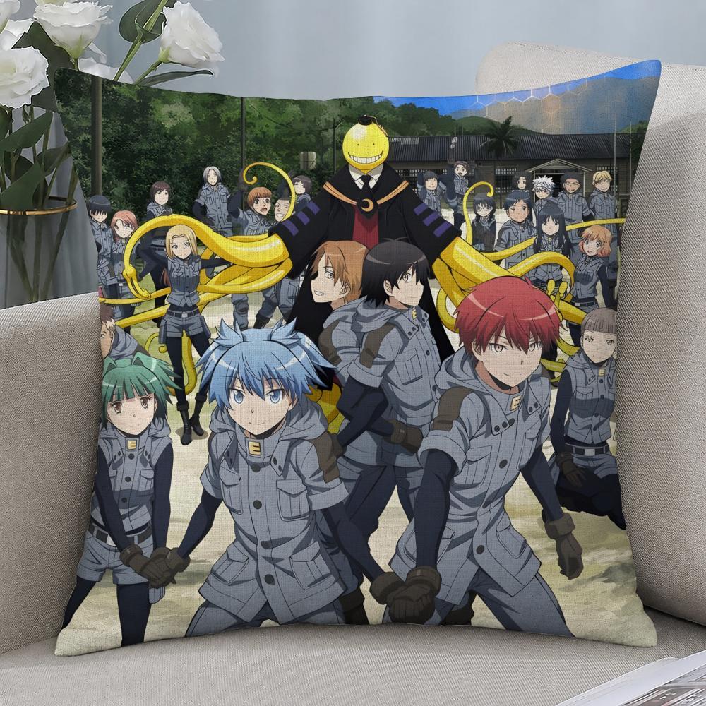 Anime Assassination Classroom Cushion Cover Cushion Covers Natural Linen Breathable Sofa Bedroom Decor Pillowcase
