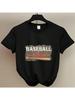 s Short Sleeve T-Shirt Baseball Vibes Print For Outdoor Summer Baseball Games Young  With A Sporty Energetic Style