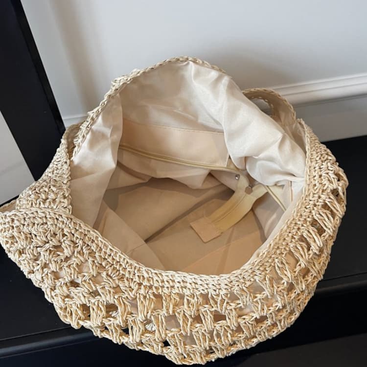 Hook flower hollow woven tote bag women's shoulder beach bag
