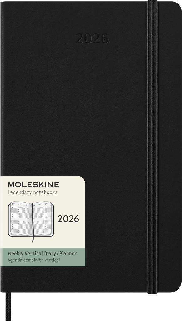 Moleskine 2026 January Weekly Large Size W x 21cm DHB12WV3Y26 Planner, Start, 12-Month Diary, Vertical, (13cm H), Hardcover, Black,