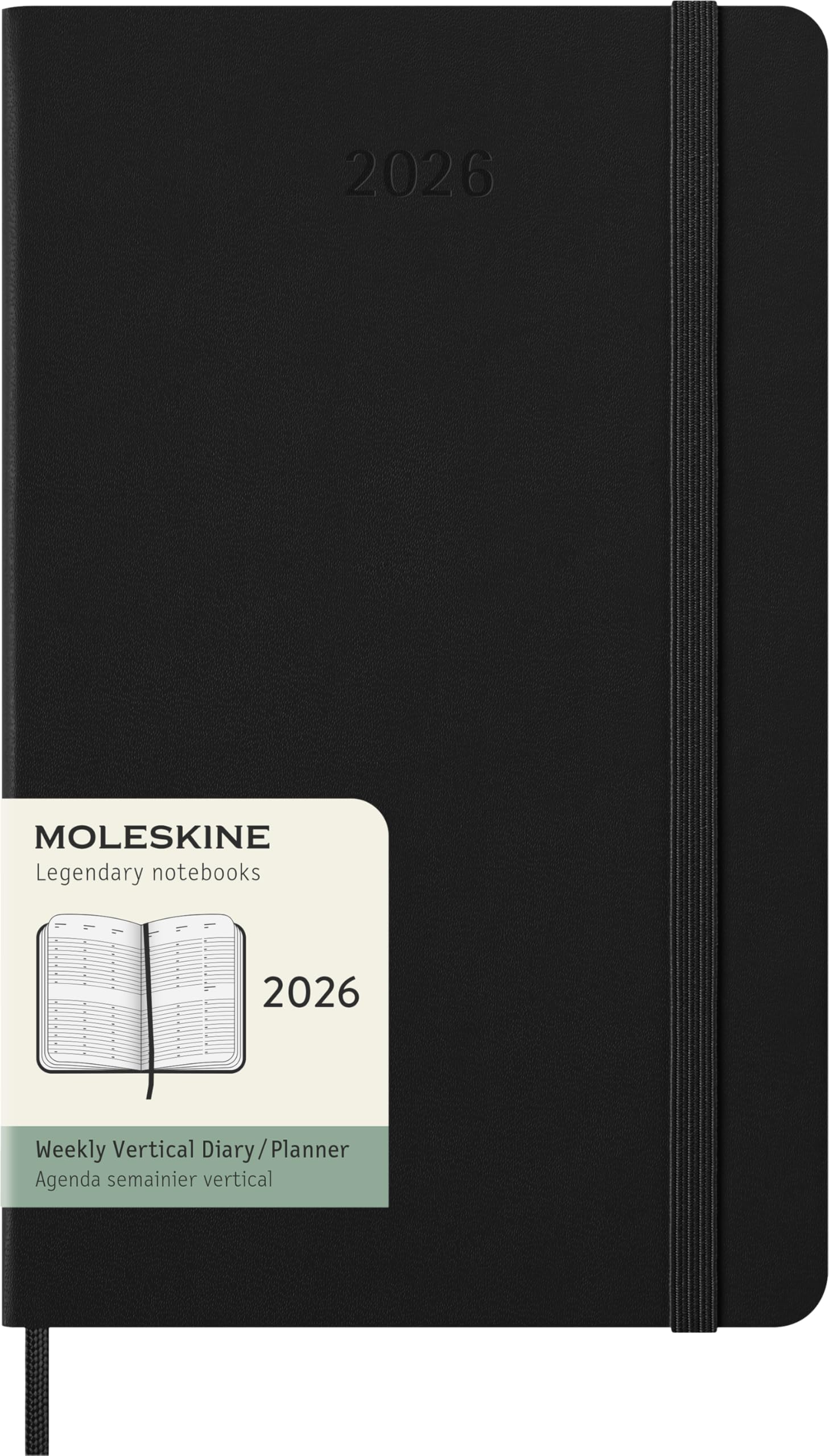 

Moleskine 2026 Planner, January Start, 12-Month Weekly Diary, Vertical, Large Size (13cm W x 21cm H), Hardcover, Black, DHB12WV3Y26