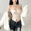 Vest Fashion Style 2024 Winter New Women's Clothing Sleeveless Tight Sexy Bandeau Crop Top Open Pure Color Vest
