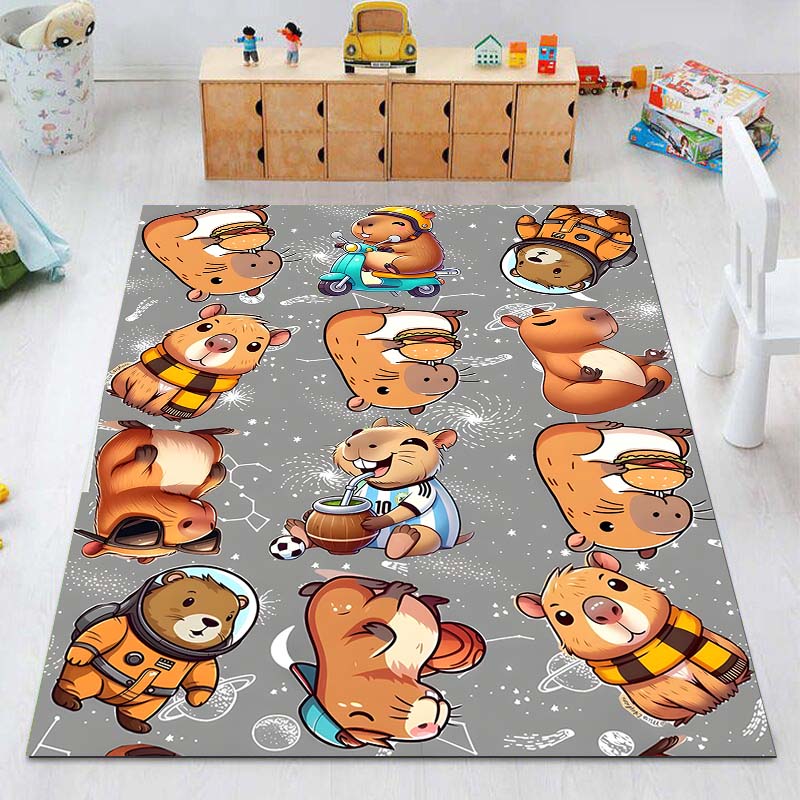 New Cute Capybara Cartoon Print Rug Carpets for Bedroom Living Room Sofa Mat Door Mat Dressing Room Rugs for Gifts