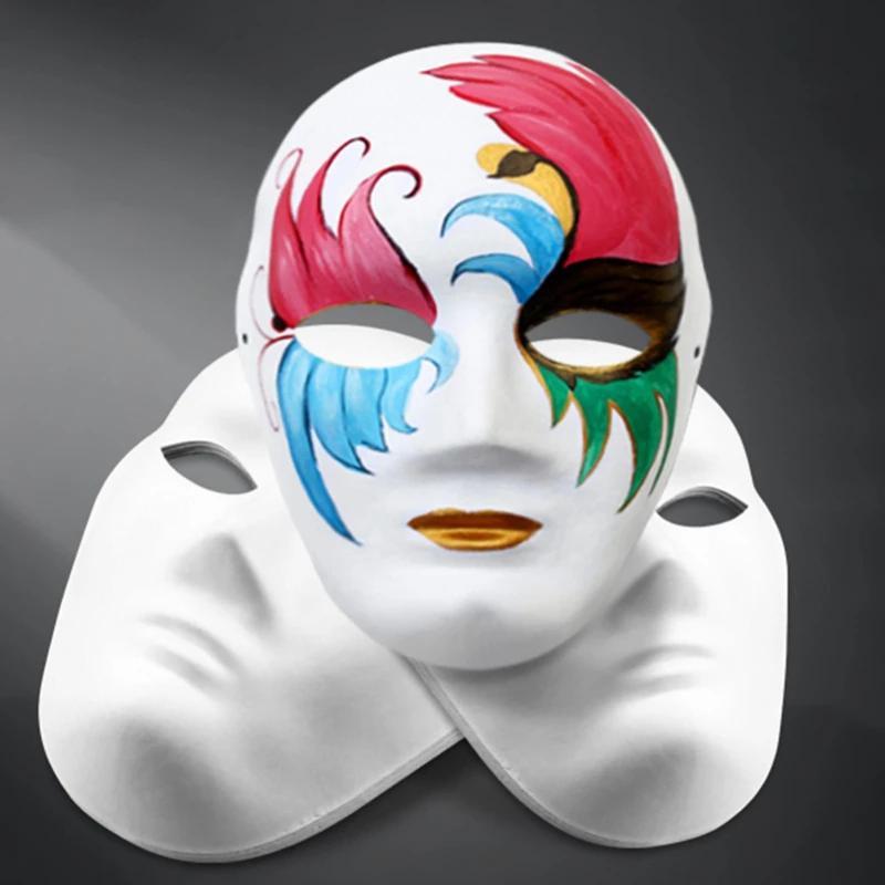 1/5pcs DIY Full Face Masks Paper Blank White Halloween Cosplay Cat Paintable Couple Half Animal Mache Party Mardiup Craft
