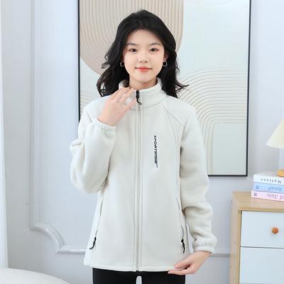 Autumn and Winter Polar Fleece Jacket Women's Casual Stand-up Collar Fleece Thickened Cardigan Sports Outdoor Warm Sweater