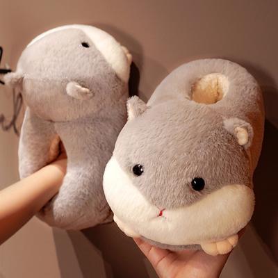 Cartoon Slippers Men Women's Home Winter 2024 Fashion Small Animal Couple Plush Comfortable Cotton Shoes Anti Slip Casual Shoes