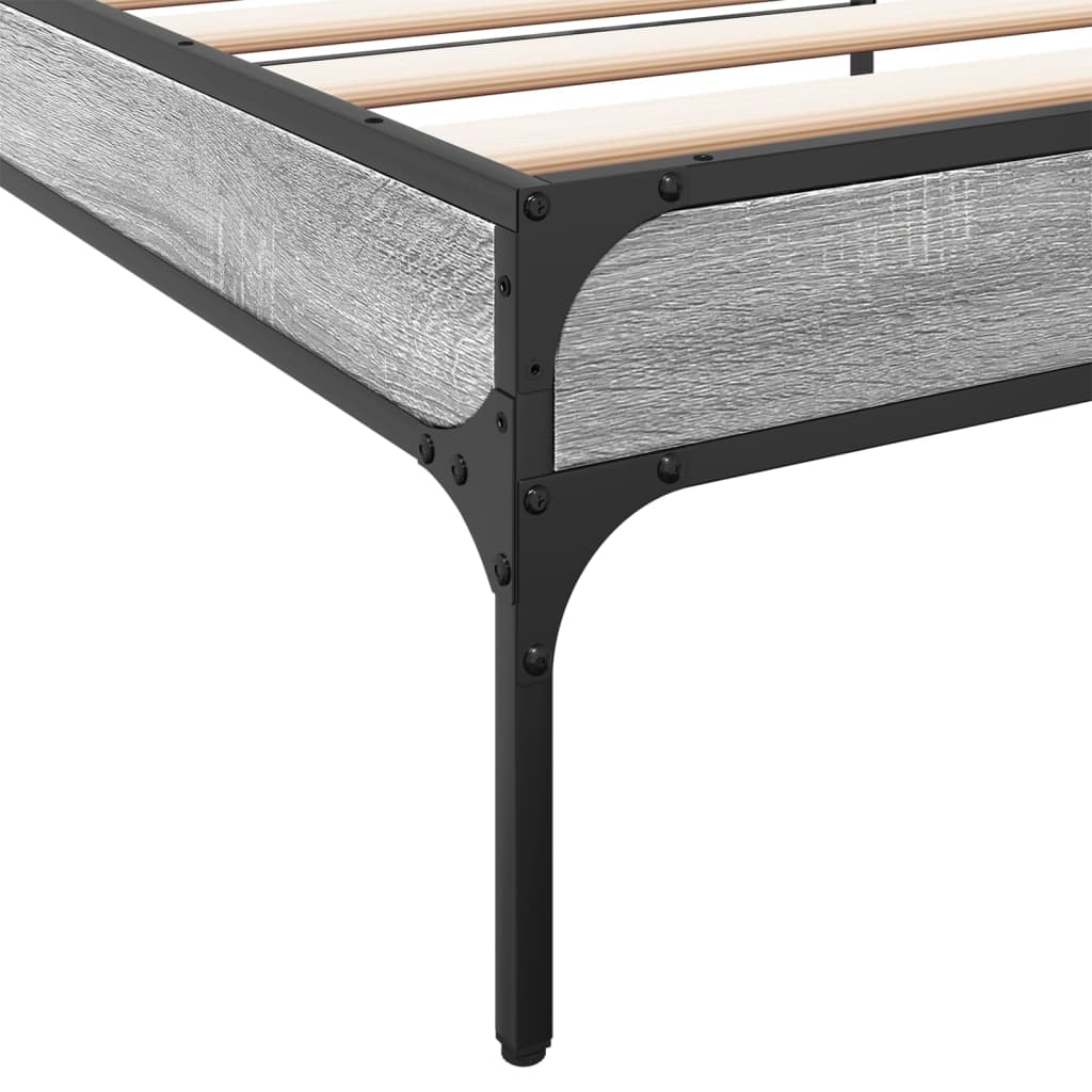 Bed Frame Gray Sonoma 90x190 cm Particleboard and Metal