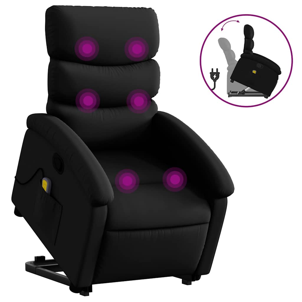 Vidaxl Lift and Massage Chair, Reclining, Black, Eco-Leather