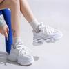 Fashion 8.5CM Autumn Chunky Sneakers for Women 2025 High Platform Sports Patchwork Leather Shoes Woman Lace-up Thick Bottom Dad Shoes
