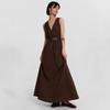 In stock, Lang style summer new temperament pleated v-neck sleeveless cotton medium and long dress vest skirt children