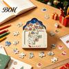 Festive Ritual Ornaments Christmas Puzzle Advent Calendar, Wooden Countdown Family Interactive Games Xmas Ornament for Home Table Mantel Decor Holiday