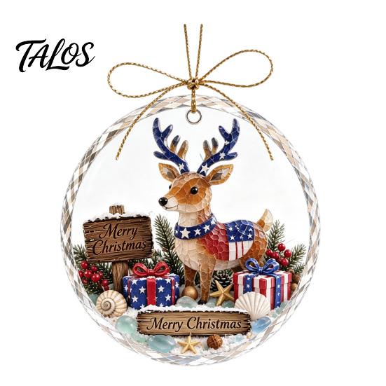 Handcrafted Style Ornament Christmas Acrylic Hanging Pendant for Holiday Tree Decoration, 2D Flat Ocean Theme Decorative Accessory Home Party