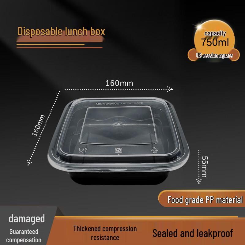 Jiwanggu 750ml Square Disposable Takeout Containers