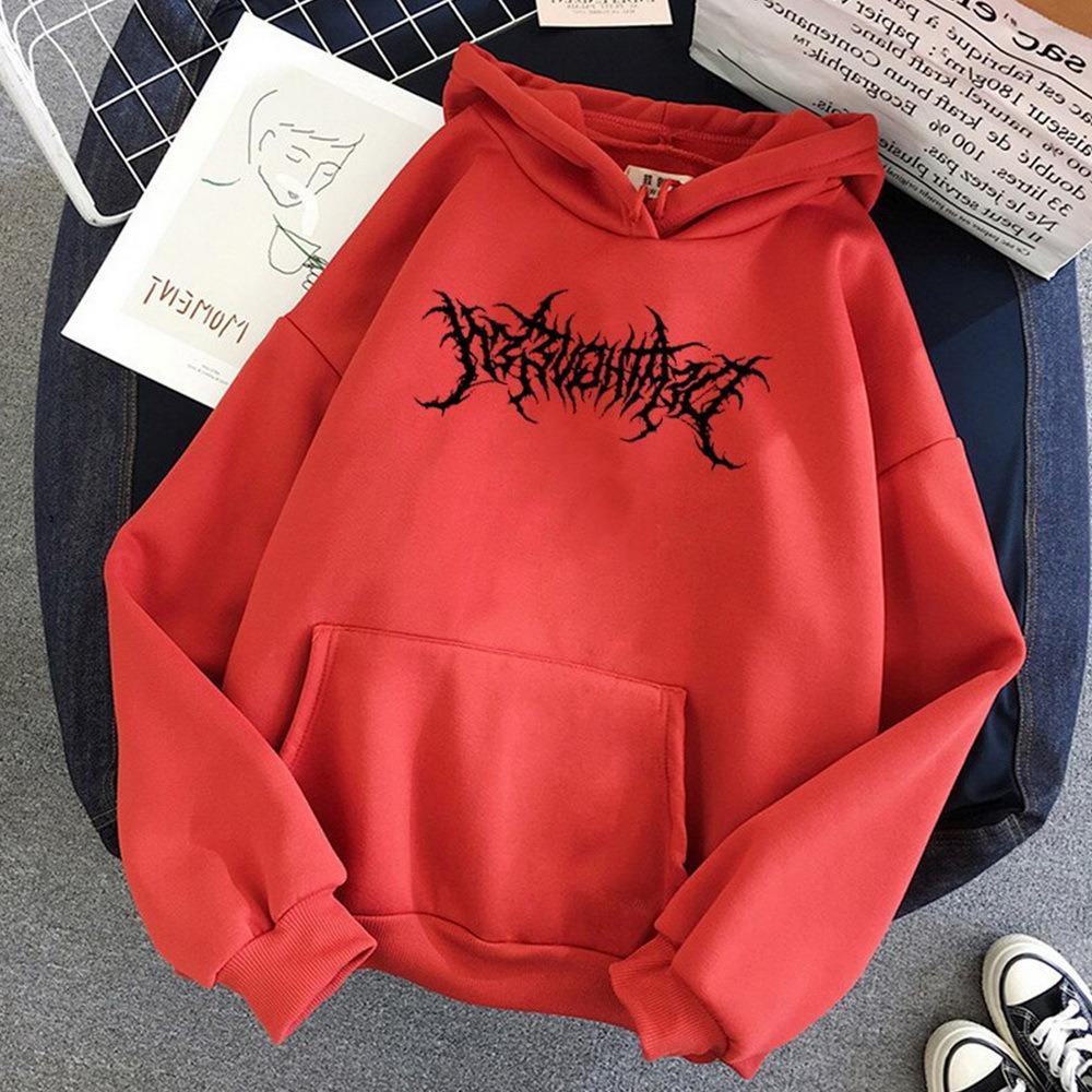 Korean Version Autumn and Winter Loose Letter Hooded Fleece Sweater Women