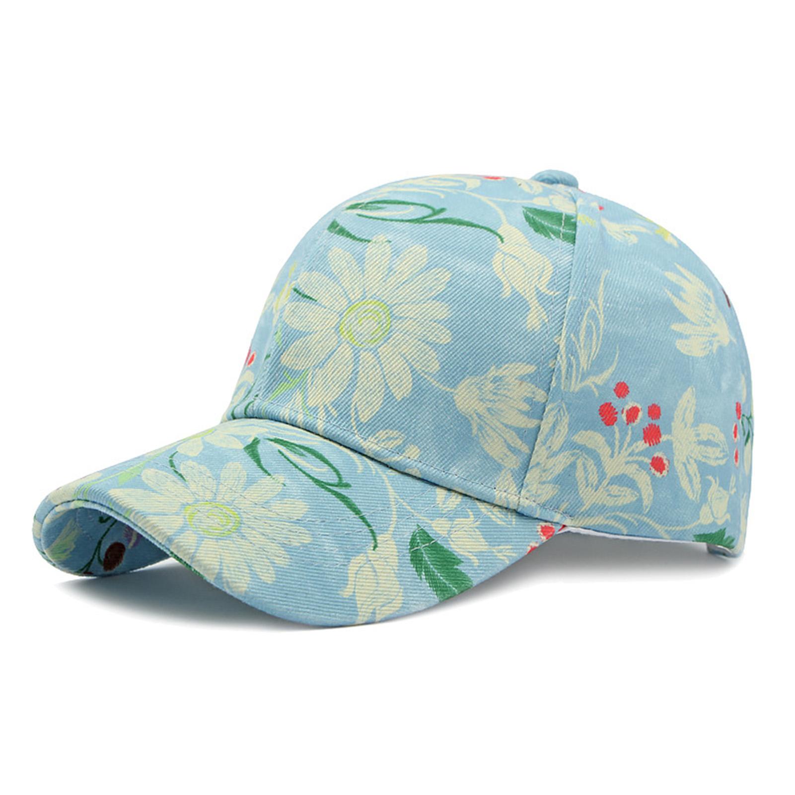 

Casual Sports Baseball Cap Ethnic Style Floral Print Hard Top Baseball Cap for Outdoor Fishing Camping світло-синій колір