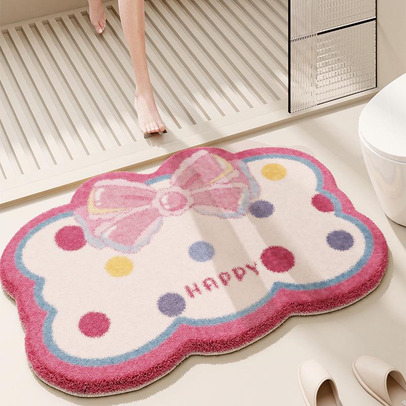 Adorable Cartoon Faux Cashmere Non-Slip Quick-Dry Bathroom Mat 40*60cm
