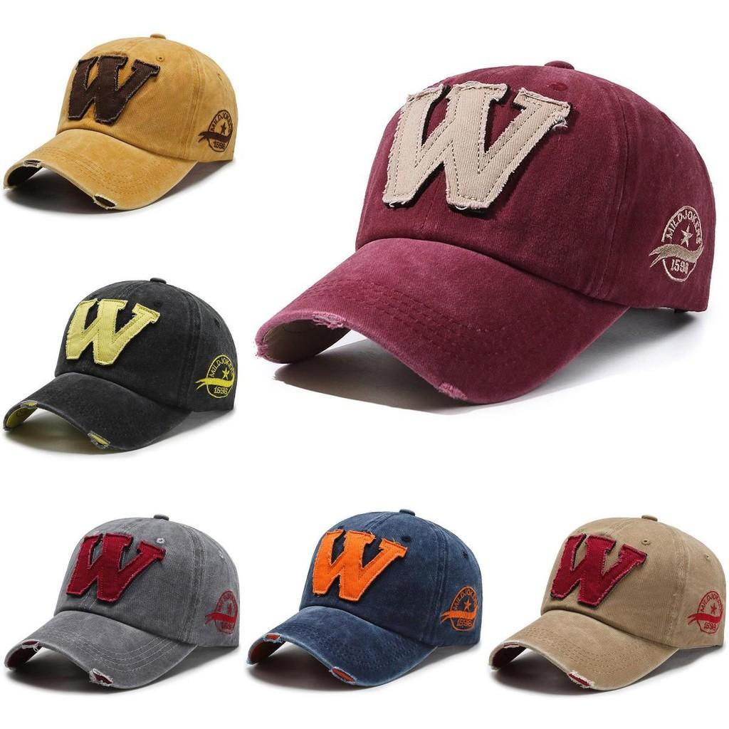 W Letter Baseball Cap Unisex Denim Outdoor Sun Protection Adjustable Gift Hat