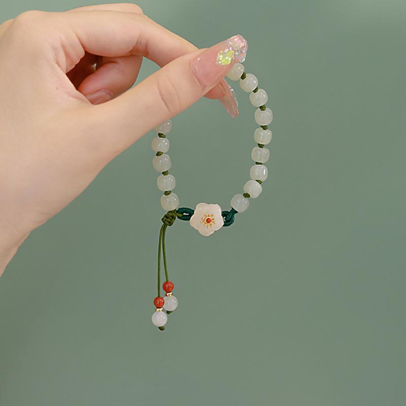 Bead Peach Blossom Weaving Bracelet, Women's Ethnic Style Design, Best Friend Same Style, Exquisite and Versatile Handmade Gift