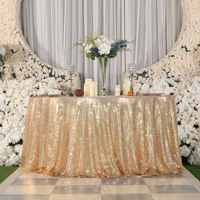 Golden Sequin Tablecloth Rectangular Table Cover For Christmas Wedding Birthday Business Cocktail Party Decor
