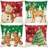 Christmas Themed Pillowcases: Snowman, Deer, Gingerbread Men & Christmas Tree Designs Sofa Room Cushion Cover Home Decoration