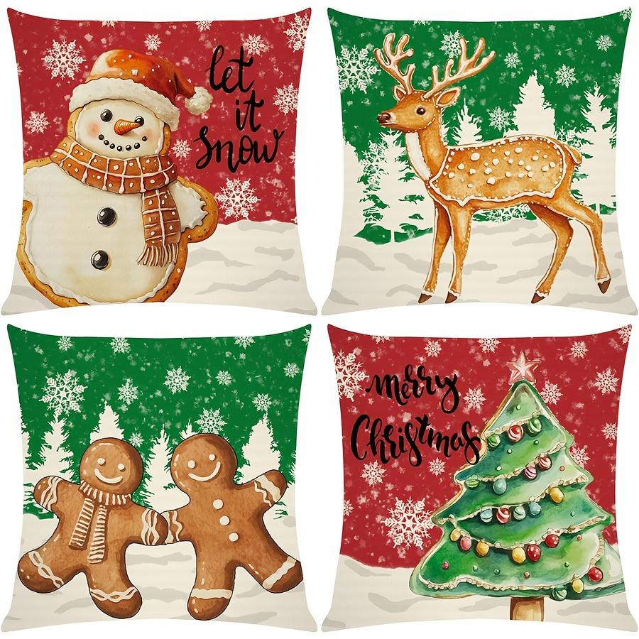 Christmas Themed Pillowcases: Snowman, Deer, Gingerbread Men & Christmas Tree Designs Sofa room cushion cover home decoration