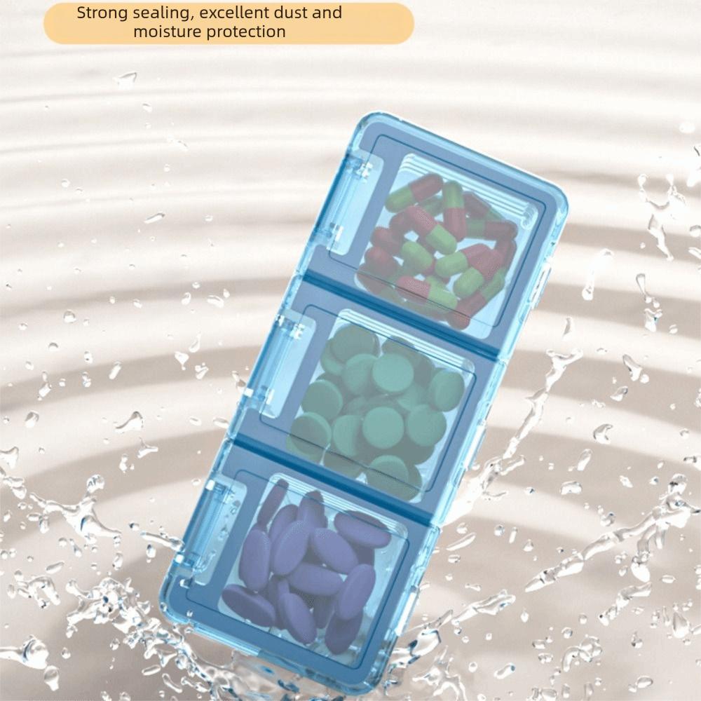 Large Capacity Portable Pill Box Waterproof Food-Grade Travel Medicine Case Transparent 3-Compartment Daily Pill Organizer