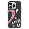 Cute "LOVE U" Heart Phone Case For Iphone 17 Air 16 16e 15 14 13 12 11 Pro Max Aesthetic Leather Texture Shockproof Soft Cover