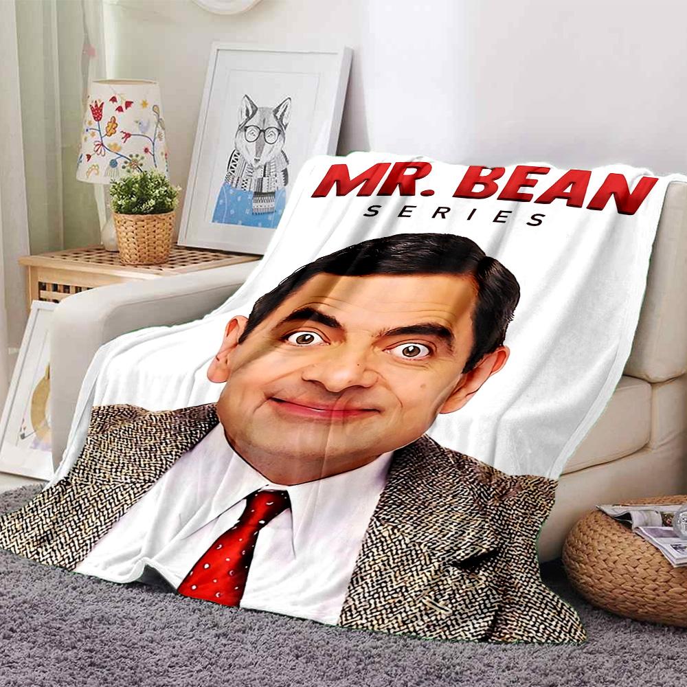 1pc Mr Bean Cartoon Series Flannel Blanket for Super Soft Cute Comfort Blanket for Travel Bedding Couch Sofa Blanket Y73042