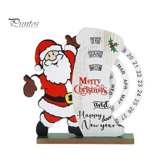 

Рождественский вечный календарь, деревянный диск, вечный календарь, ручной вращающийся деревянный блок, настольный календарь для домашнего офиса Xmas Santa Claus