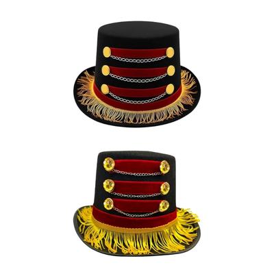 Cappello a Cilindro da Mago con Nappe da Circo Vintage Copricapo Classico Accessorio per Costumi di Scena