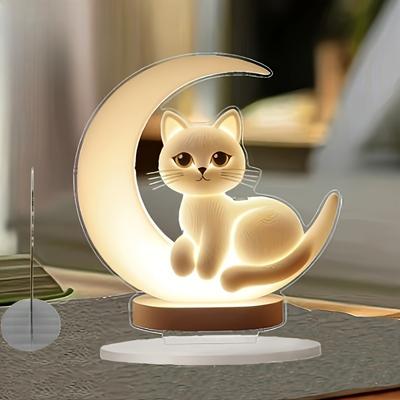 1 Stück 2D Flache Katze Hausdekoration Bürodekoration Ohne Stromversorgung, Charmantes Katzen Acryl Schreibtischornament, Vier Jahreszeiten Dekoration