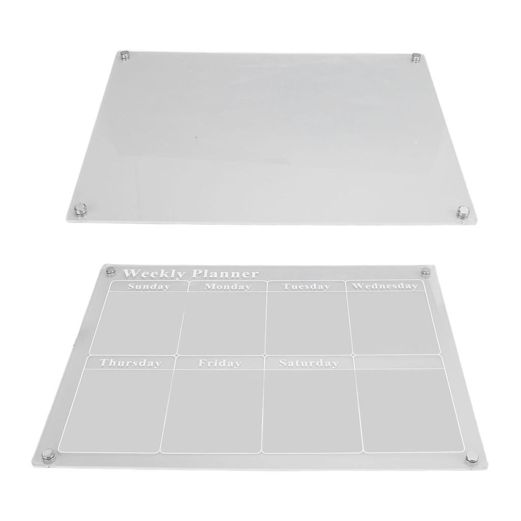 Refrigerator Calendar with 6 Markers Clear Acrylic Weekly Planner Blank Plan Board for Life Planning Daily Organization