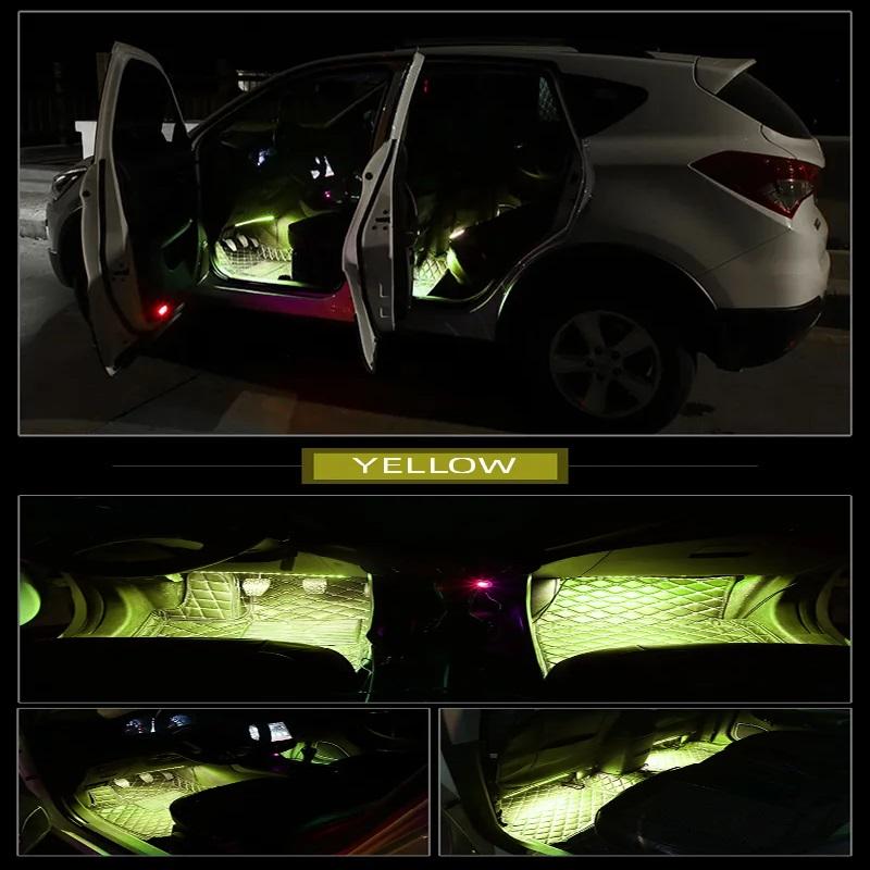 LED Car Foot Light Ambient Lamp With USB Wireless Remote Music Control Multiple Modes Automotive Interior Decorative Lights