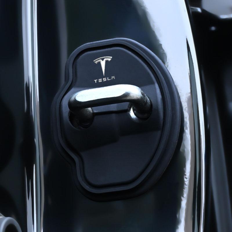 ALR1 Silicone Car Door Lock Cover Protective Cover Shock Absorption for Tesla Roadster Cybertuck Model S X Model 3 Y Accessories