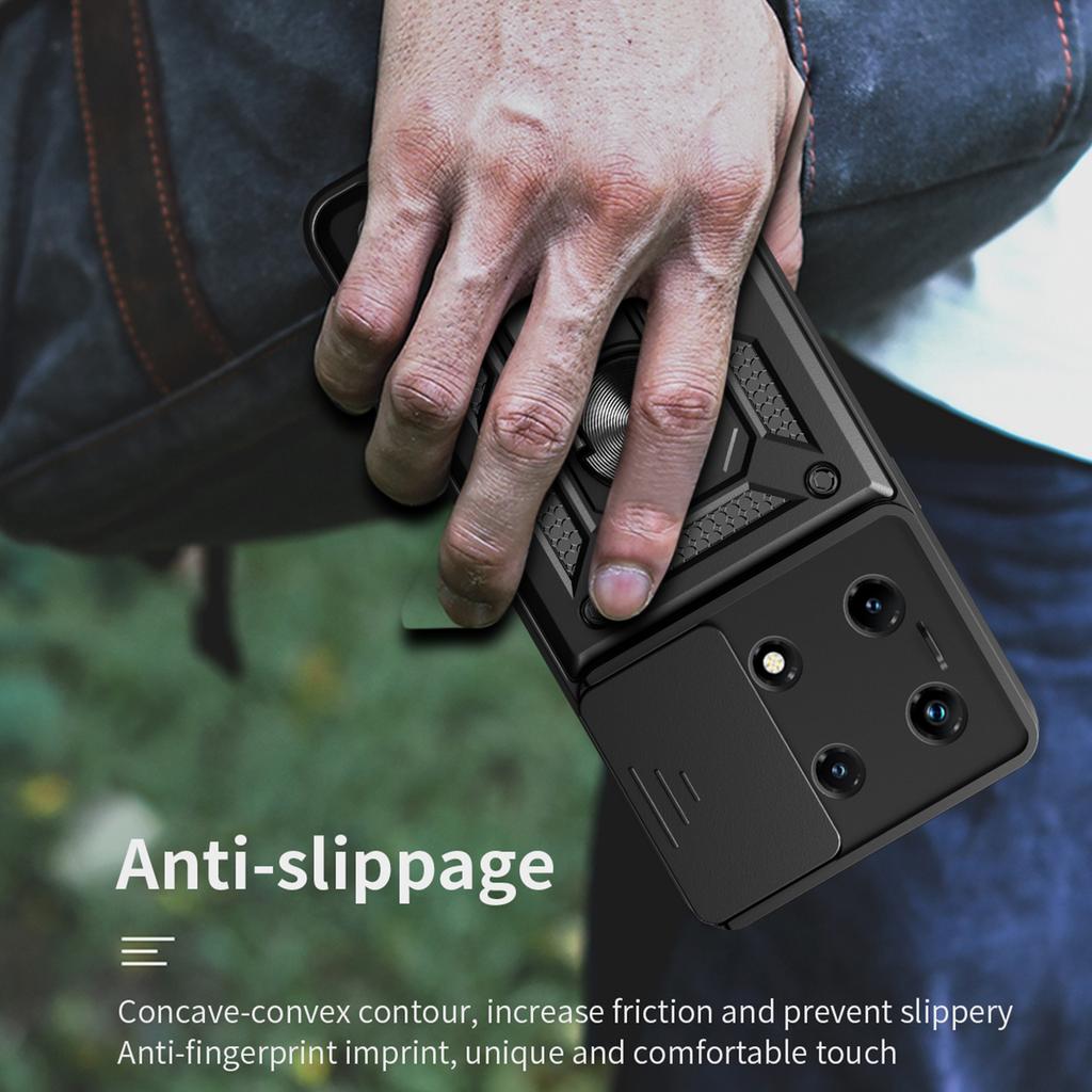 For Infinix Note 30 Pro 4G Slim-Fit PC+TPU Kickstand Anti-Drop Cover Slide Lens Protection Phone Case