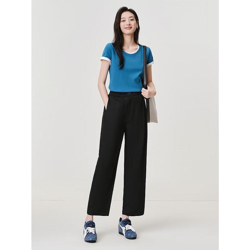 JUZUI Annerou Damen Sommer 2025 Tapered Plisseehose