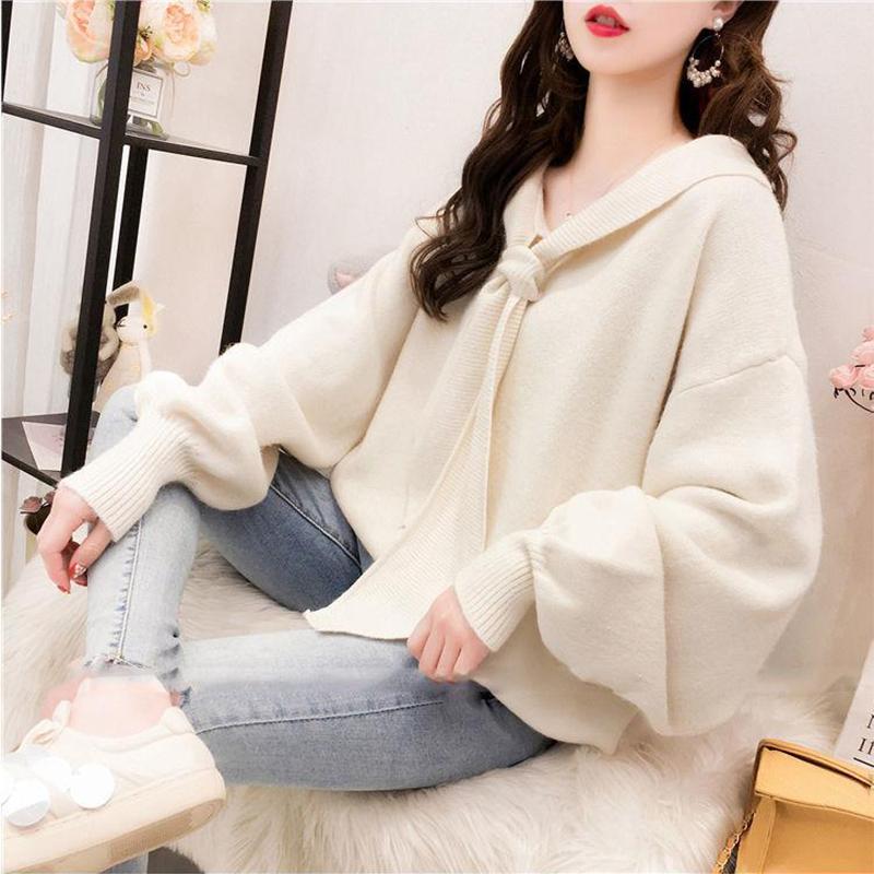 Spring and Autumn Korean Style Small Fresh Loose Sweater Women's Turtleneck Knit Top Short Long Sleeve Sweater