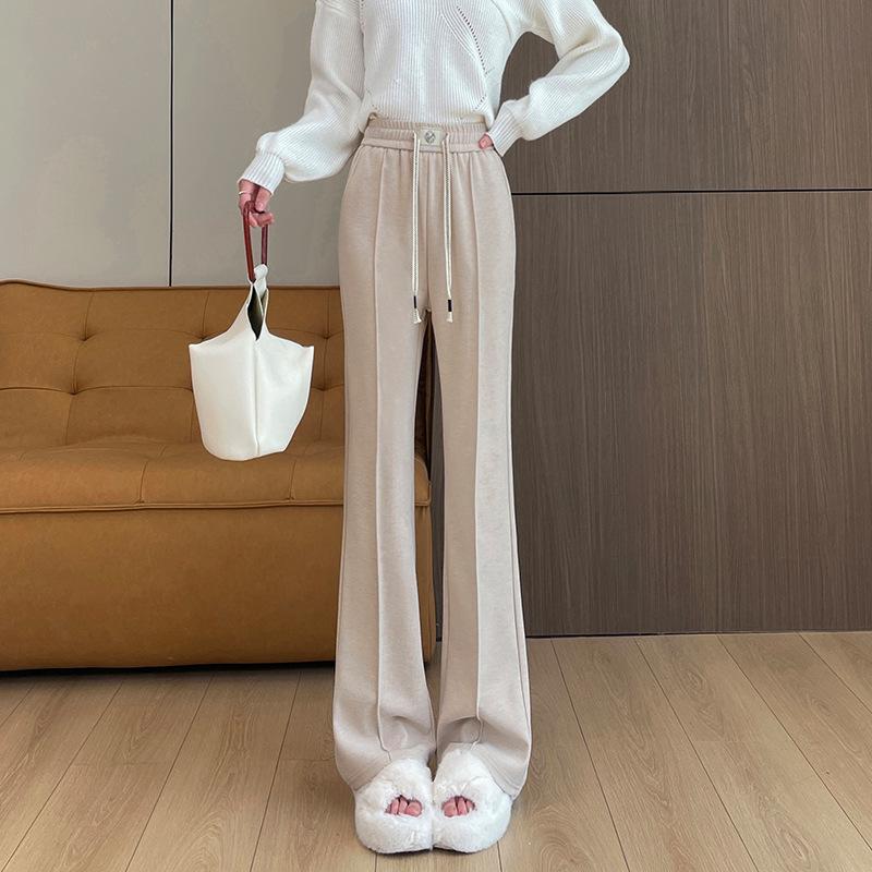 

Женские кашемировые микро-клеш брюки на флисовой подкладке - Утягивающие с высокой посадкой повседневные осенне-зимние брюки Medium