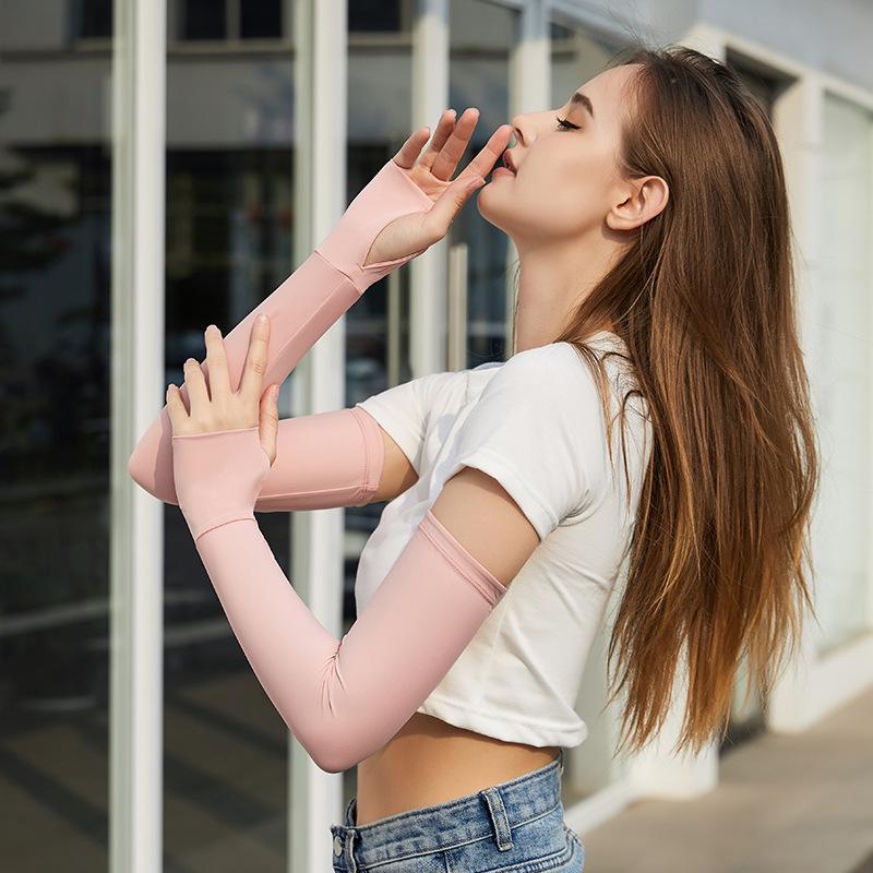 Ice Silk Sunscreen Sleeve for Women Driving Electric Car Summer Sports Outdoor Ultraviolet Anti Light Thin Striped Arm Sleeve for Women