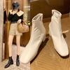 Martin boots women's autumn and winter new side zipper women's boots low tube bare boots square head fashion short boots women