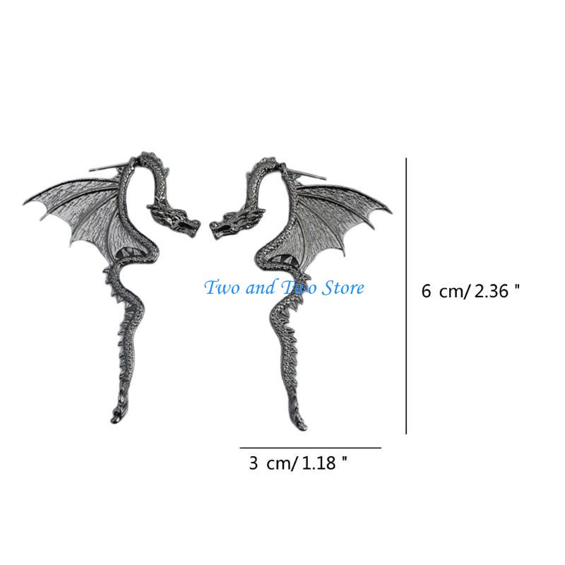 HX6F Dark and Daring Detachable Dragon Ear Studs Adornment Delicate Ear Clip Jewelry