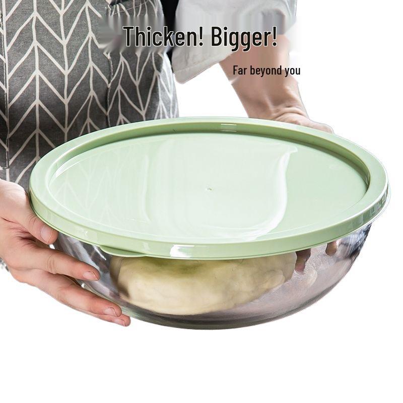 Large Transparent Borosilicate Glass Mixing Bowl: Non-Stick, High Temperature Resistant, Perfect for Salads, Baking, and Egg Beating