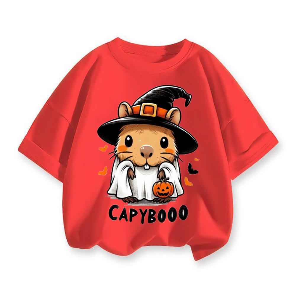 New Cartoon Kapibala Print Children's Short-sleeved T-shirt, Pure Cotton Summer Children's Clothing