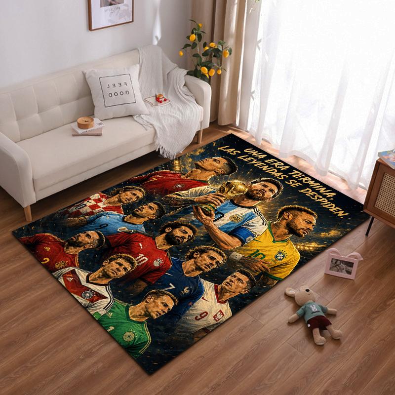 "Legendary Soccer Players with Trophy Rug - Non-slip Rug Suitable for Living Room and Bedroom Sofas Sofas"