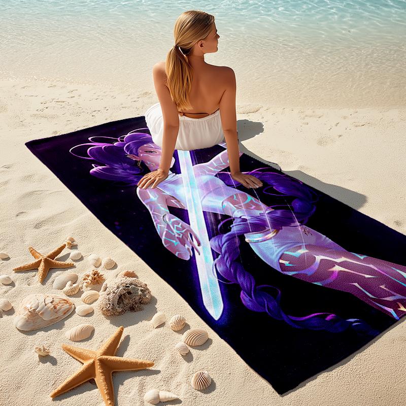 1pc KPop Demon Hunters RUMI3 Beach Towel, Comfortable and Thick, and Swimming/Bath/Picnic/Camping Towel, Suitable for Seaside Beaches