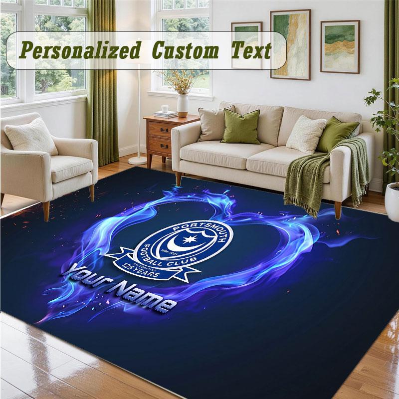 Crystal Velvet Square Rug Custom NamePortsmouth FC Pattern Non Slip Home Floor Decor Rug
