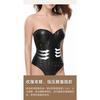 Damen Pu-Leder Boned Korsett Taillentrainer Schlankmachende Shapewear Bustier Top