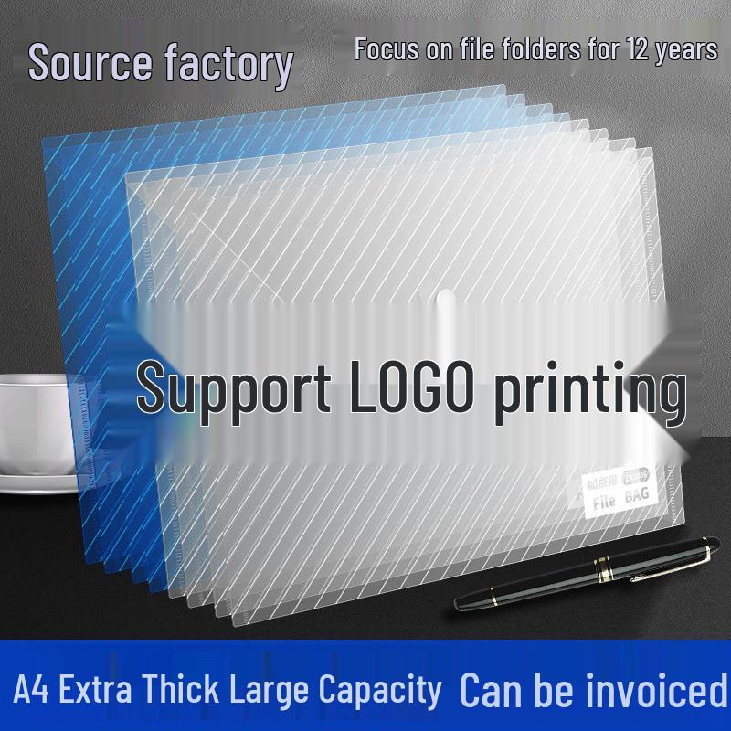 Transparent A4 Snap Button Document Bag - Customizable, Durable, Large Capacity for Test Papers & Archives