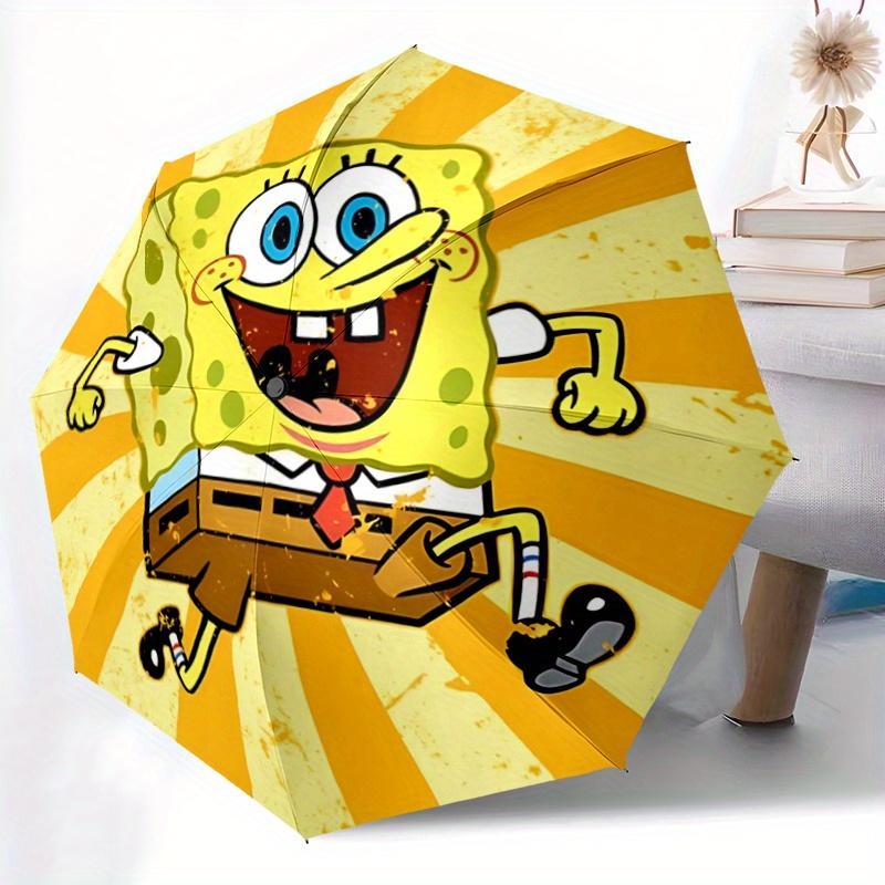 1pc SpongeBob SquarePants Automatic Folding Umbrella - Portable 3-Fold Design, 8-Bone Iron Frame Outdoor Umbrella, Ideal Gift for Fans, Travelers