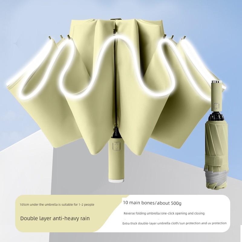 Large Reverse Umbrella That Doesn'T Wet Your Clothes, Fully Automatic Folding Umbrella with Multiple Ribs, Wind-Resistant, Reinforced and Thickened